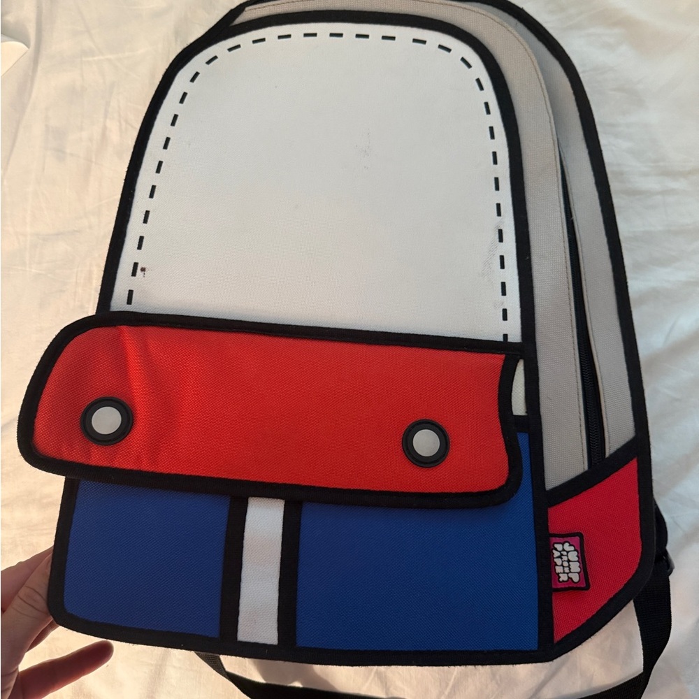 Unbranded White, Red & Blue Cartoon-Style Backpack